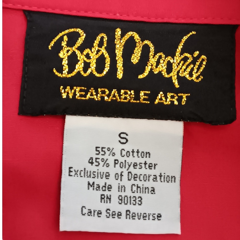 Bob Mackie Wearable Art Womens Red Western Embroidered Bow Button Up Shirt S - Picture 3 of 9